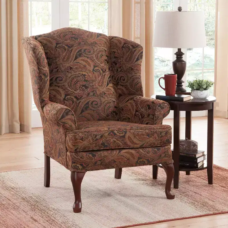 Traditional Wingback Accent Chair, Polyester Upholstery