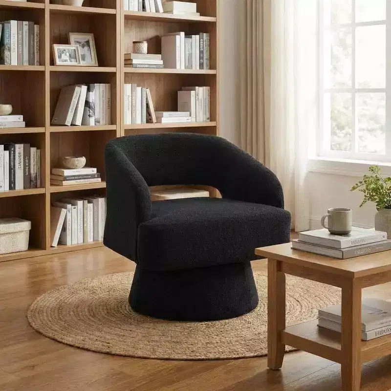DobleePy Velvet Swivel Accent Chair with Open Back & Tapered Base, 360 Rotating Upholstered Armchair for Living Room, Lounge Chair
