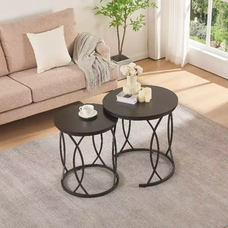 unipaws Black Nesting Coffee Table Set of 2