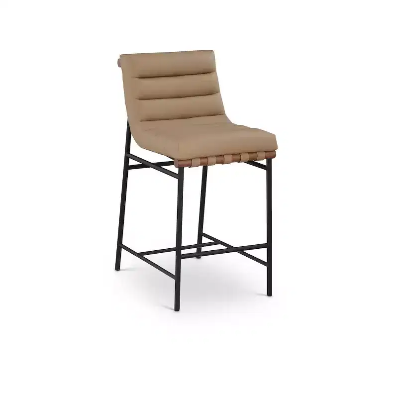 Tan Vegan Leather Counter Stool