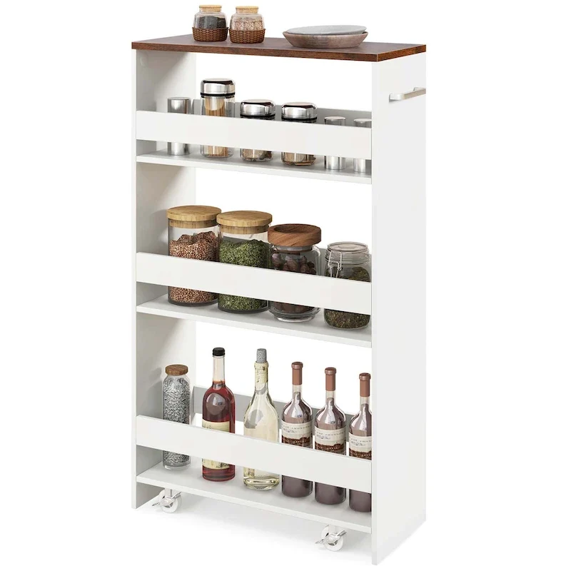 Costway 4-Tier Rolling Storage Cart 8 Slim Kitchen Cart on Wheels