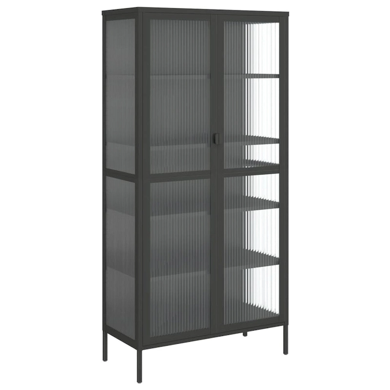 vidaXL Highboard Black 33.5x15.7x70.9 Glass and Steel