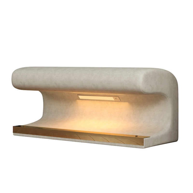 37W Entryway Bench Leather Upholstered Ottoman with LED