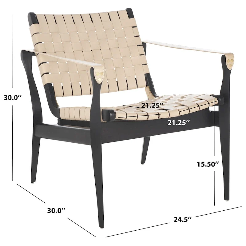 SAFAVIEH Couture Zenica Leather Safari Chair - 24.5 W x 30 L x 30 H - 25W x 30D x 30H