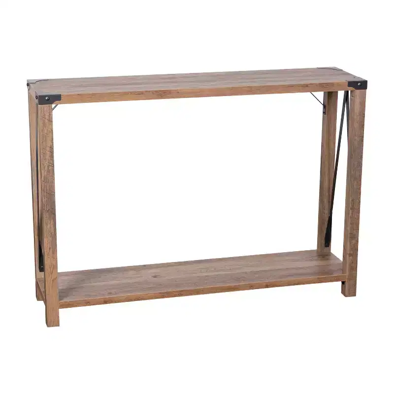 Engineered Wood Modern Farmhouse Entryway Console Table with Metal Accents