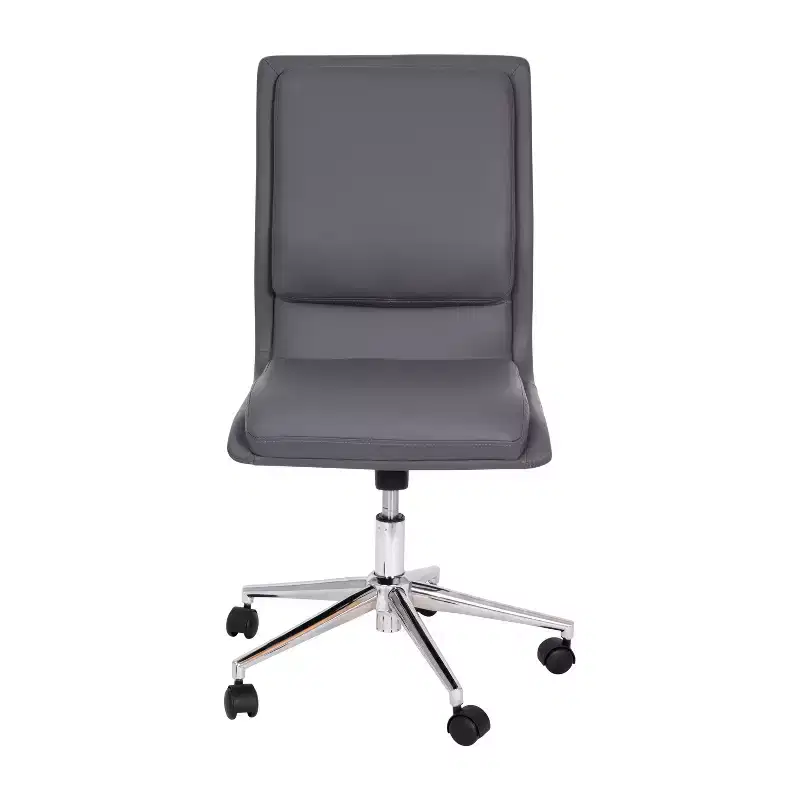 Mid-Back Armless Swivel Task Office Chair Bonded Leather Adjustable Metal Base