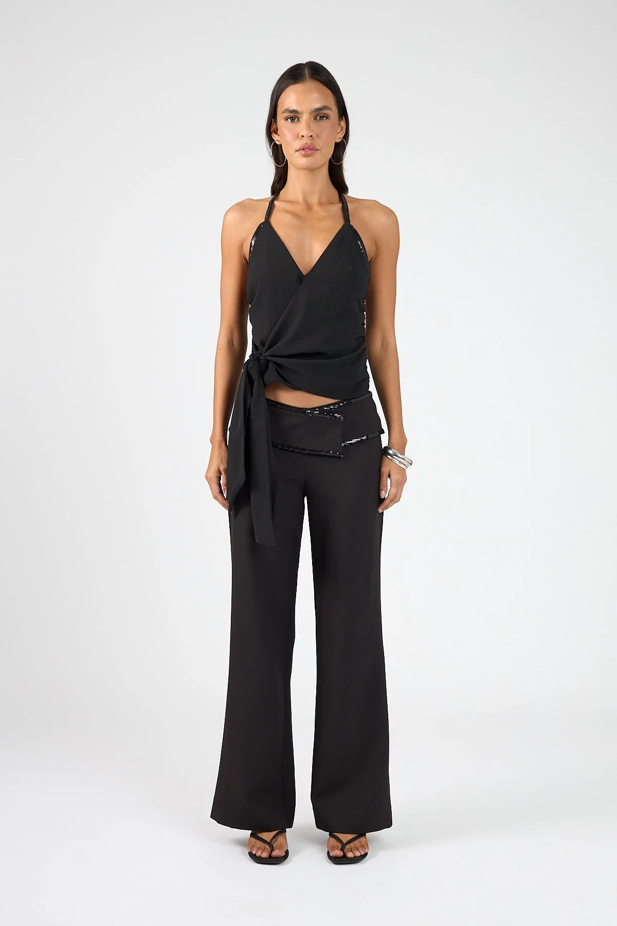 Mid Rise Pants Black