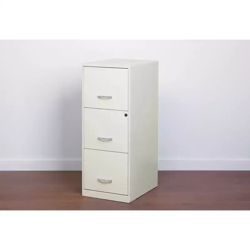 3 Drawer Vertical File Cabinet, Letter Width, Pearl White