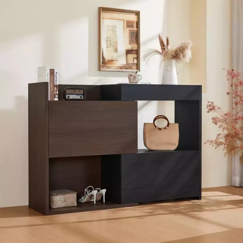 Extendable & Rotating Corner Shoe Cabinet, 32.5 to 58.8 Inch Storage Cabinet with Drawer for Hallway Entryway