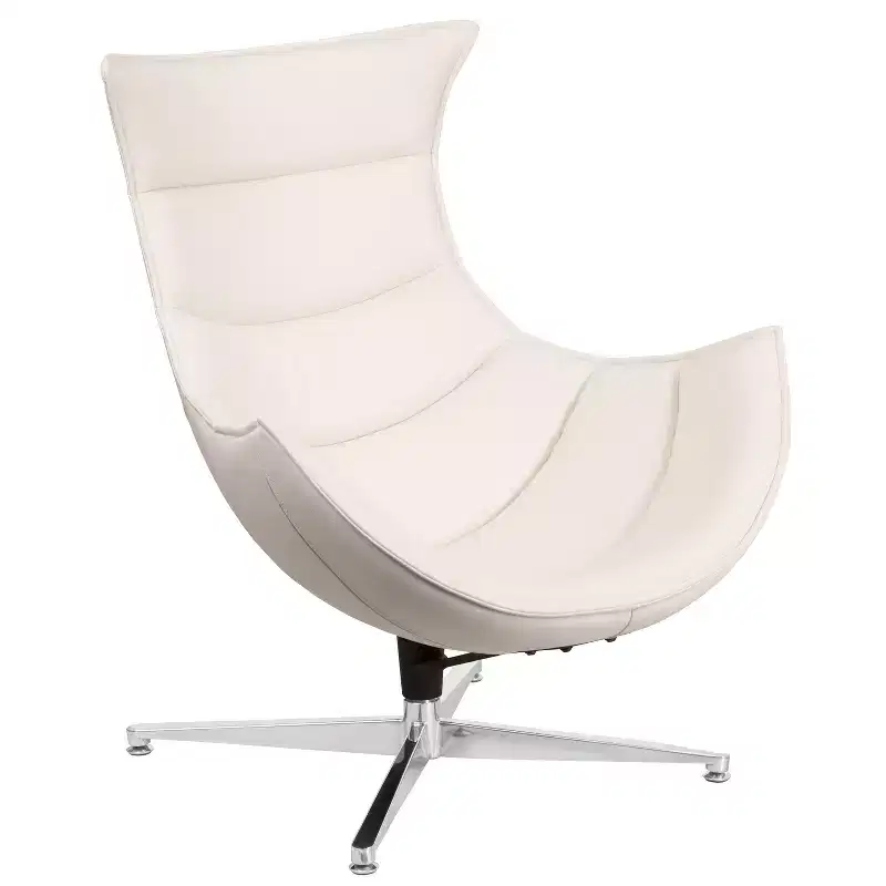 Contoured Swivel Accent Chair with Crisscross Metal Base