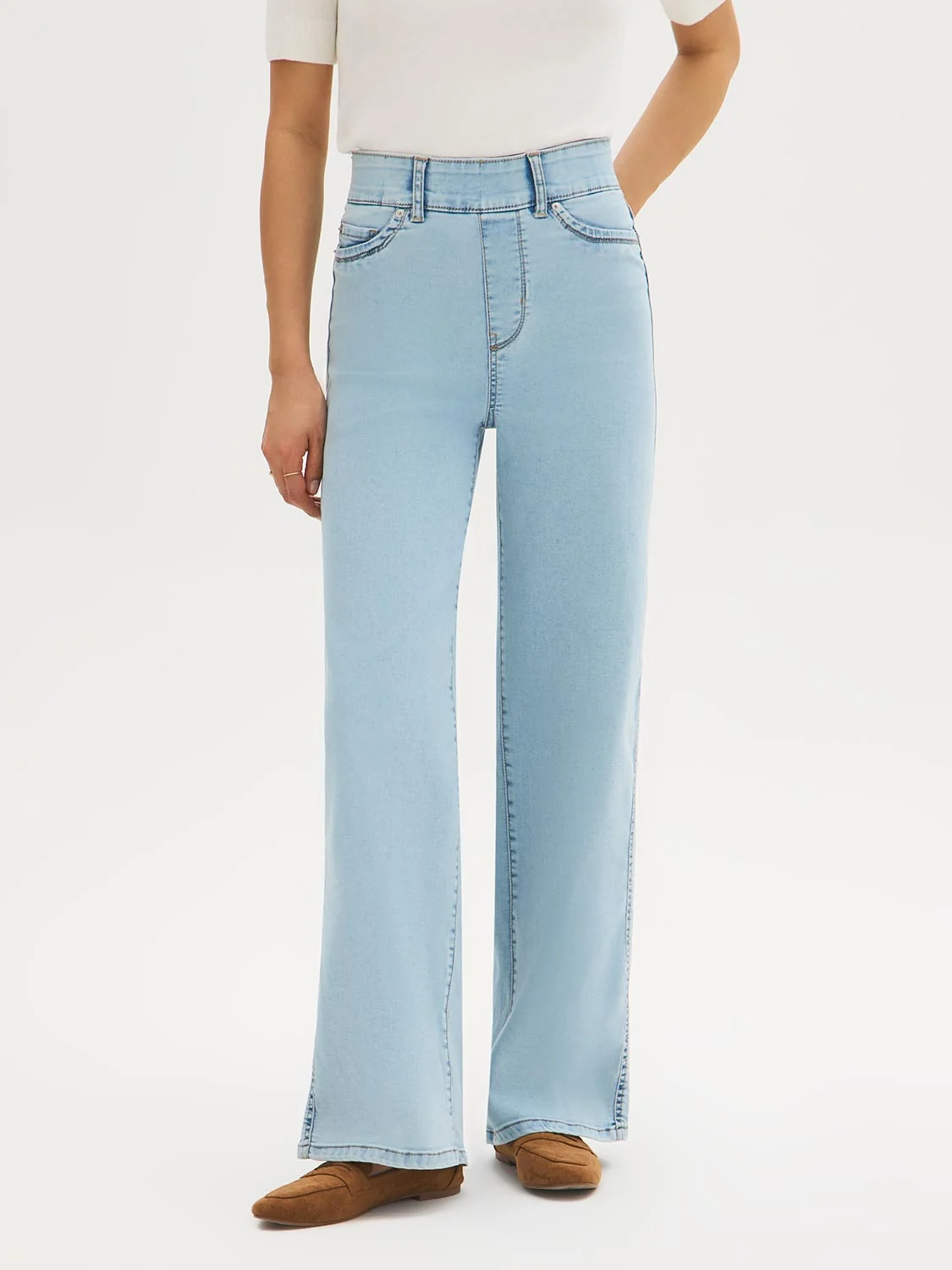 Cotton-Blend Wide-Leg Jeans