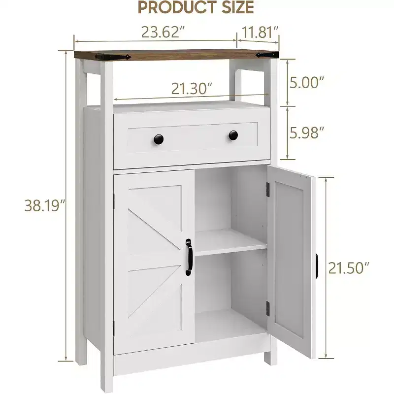 Dcolora Bathroom Storage Cabinet with Barn Doors, Bathroom Storage Organizer with Drawers
