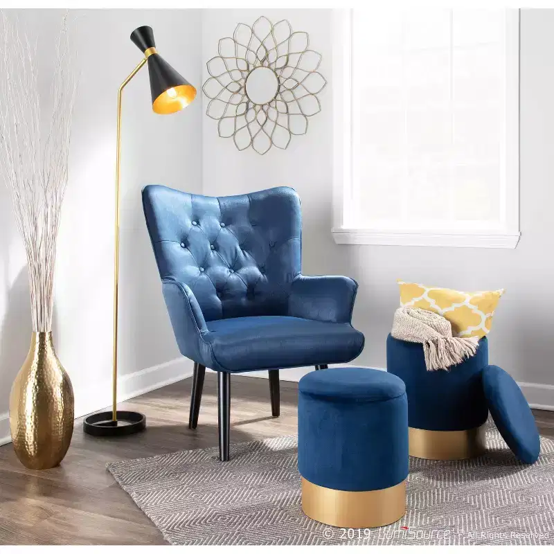 Set of 2 Marla Contemporary Glam Nesting Ottomans
