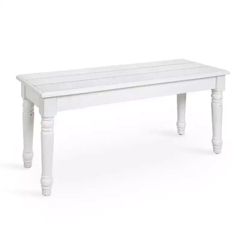 Cates Rectangle Wood Bench, 42x14x19, White