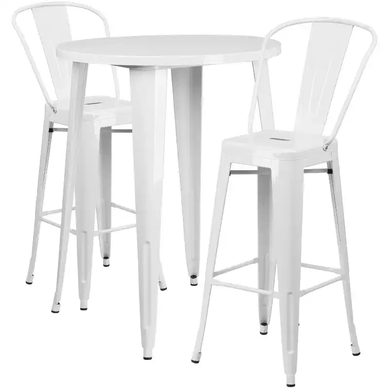 Flash Furniture Commercial Grade 30 Round Metal Indoor-Outdoor Bar Table Set with 2 Cafe Stools