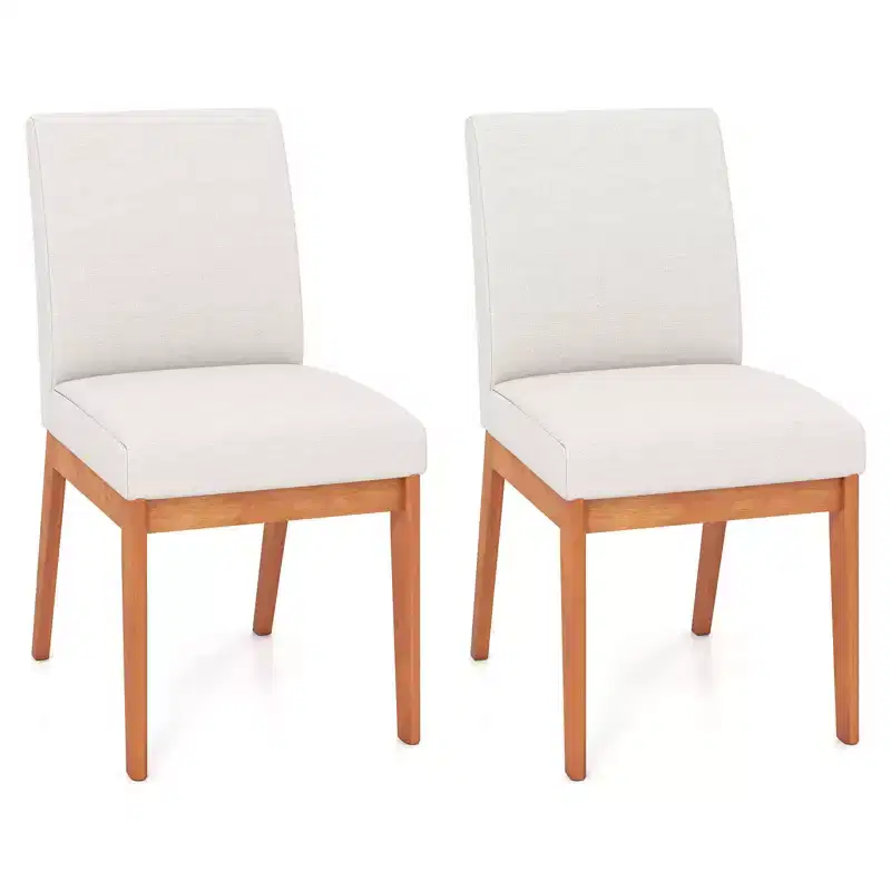 Costway Modern Kitchen Chair Set of 2/4 Dining Chair with Rubber Wood Legs & Padded Seat
