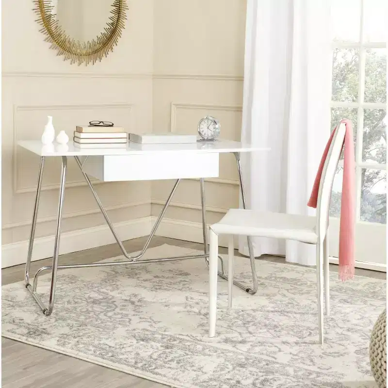 Molloy Desk - FOX2212 - White/Chrome - Safavieh Couture