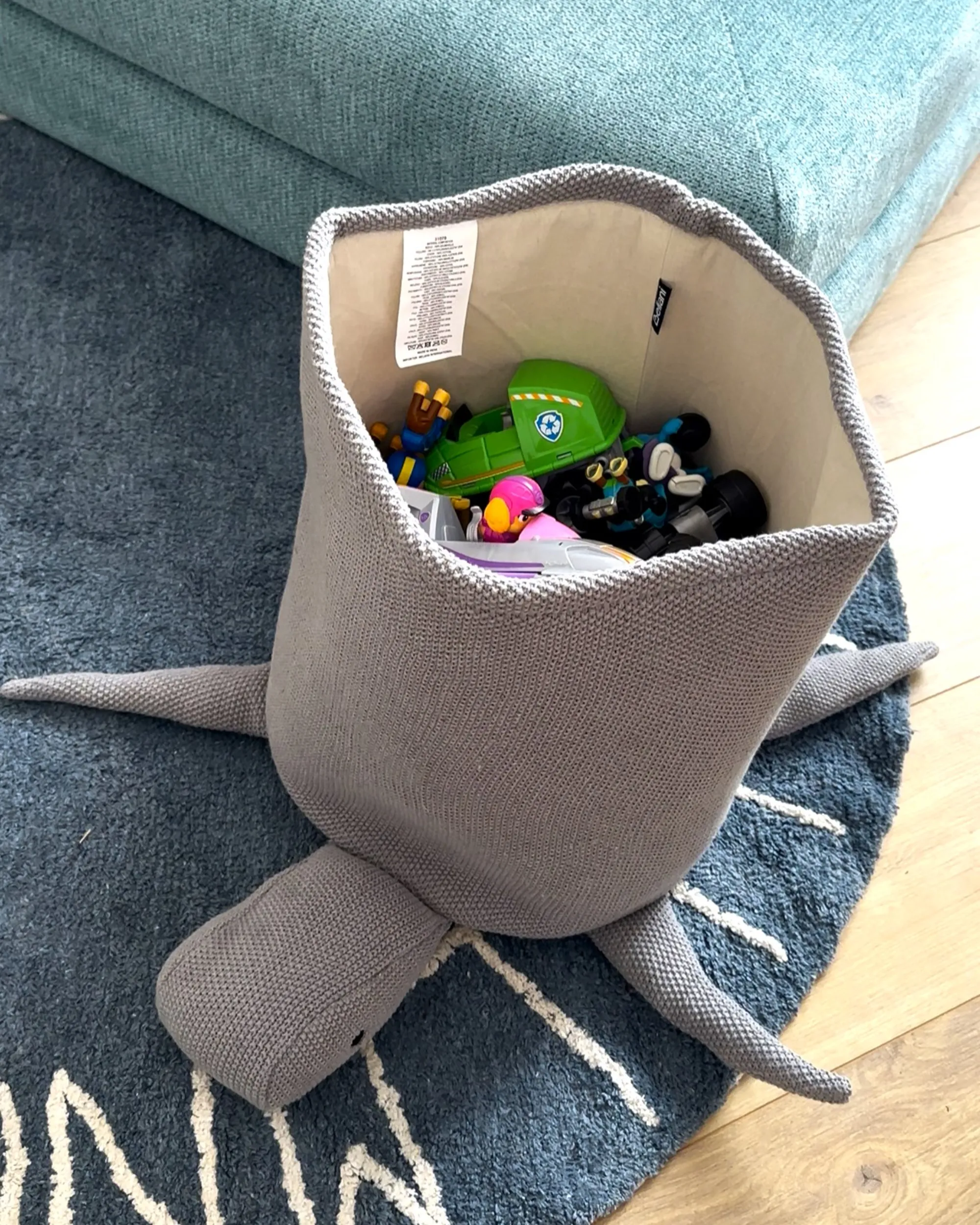 Cestino per bambini Tartaruga Cotone Grigio