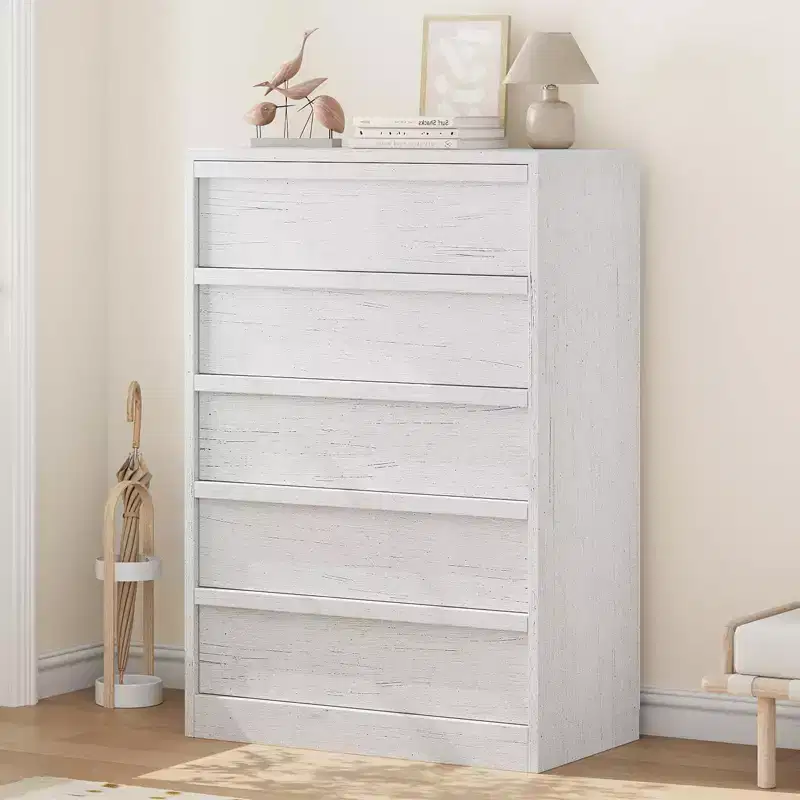 5-Drawer Tall Dresser - Modern Chest with Large Storage Drawers for Bedroom, Nursery & Entryway Organization