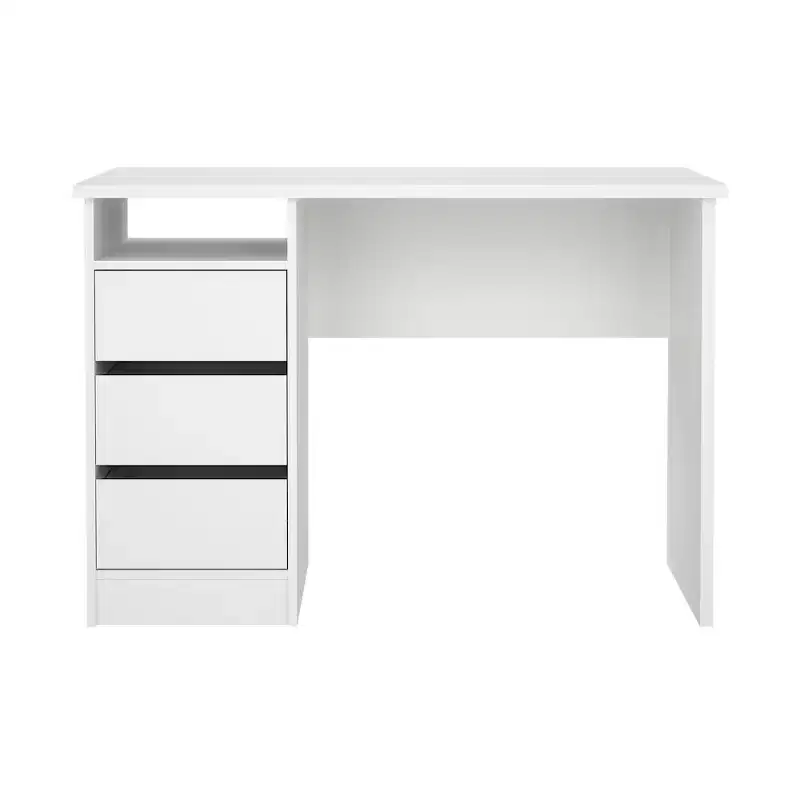 Tvilum, Wes Home Office Writing Desk with 3 Drawers and Open Shelf, White