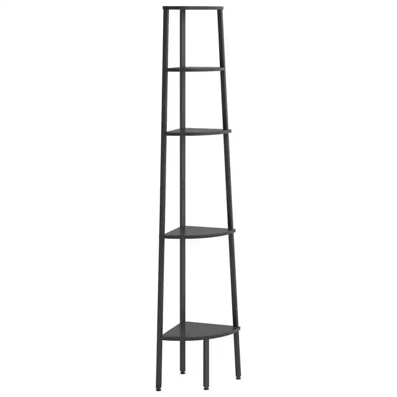vidaXL Corner Shelf Dark Brown and Black Engineered wood and steel Large