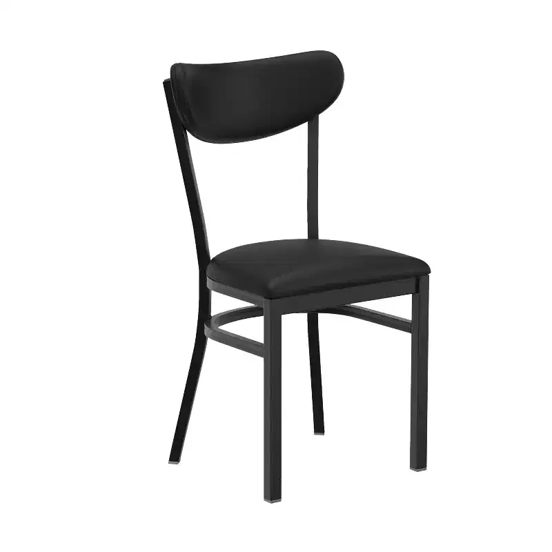 Commercial Grade Dining Chair, 500 lb Capacity Steel Frame with Vinyl Seat & Boomerang Back