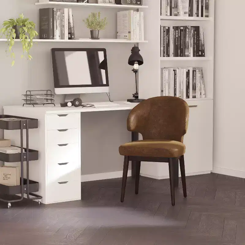 Merrick Lane Upholstered Accent Chair with Walnut Legs
