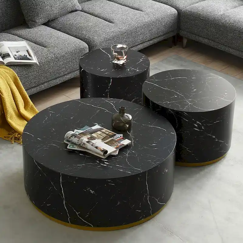 Marble Fully Assembled Round Side Coffee Table For Living Room
