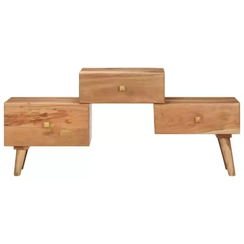 TV Stand Honey Solid Acacia Wood Medium TV Stand Rectangular