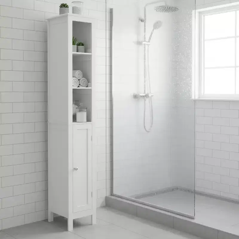 White Slim 1-Door Tall Bathroom Storage Cabinet