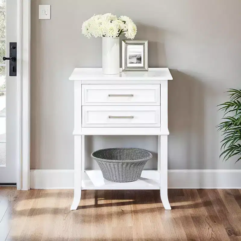 HomeStock 28.75 in.H White Color Rectangle Wood Table Top End Table 1 -piece