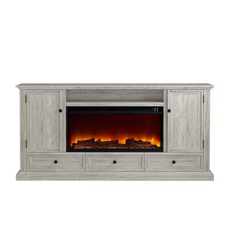 Vintage TV Stand for TVs up to 70" with Electric Fireplace - Festivo