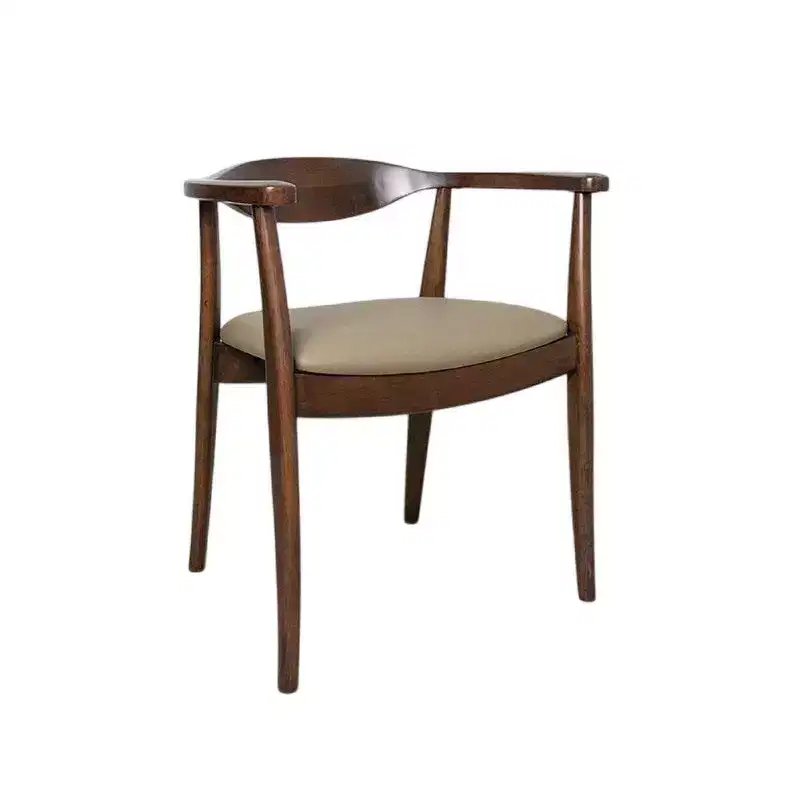 Royal Hampton Dining Side Chair Set of 2, Modern Armchairs, Brown Rubberwood