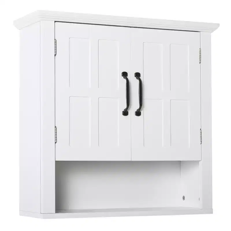 3-Tier Medicine Cabinet, Bathroom Wall Cabinet with Adjustable Shelf and 2 Doors for Hallway, Living Room, White