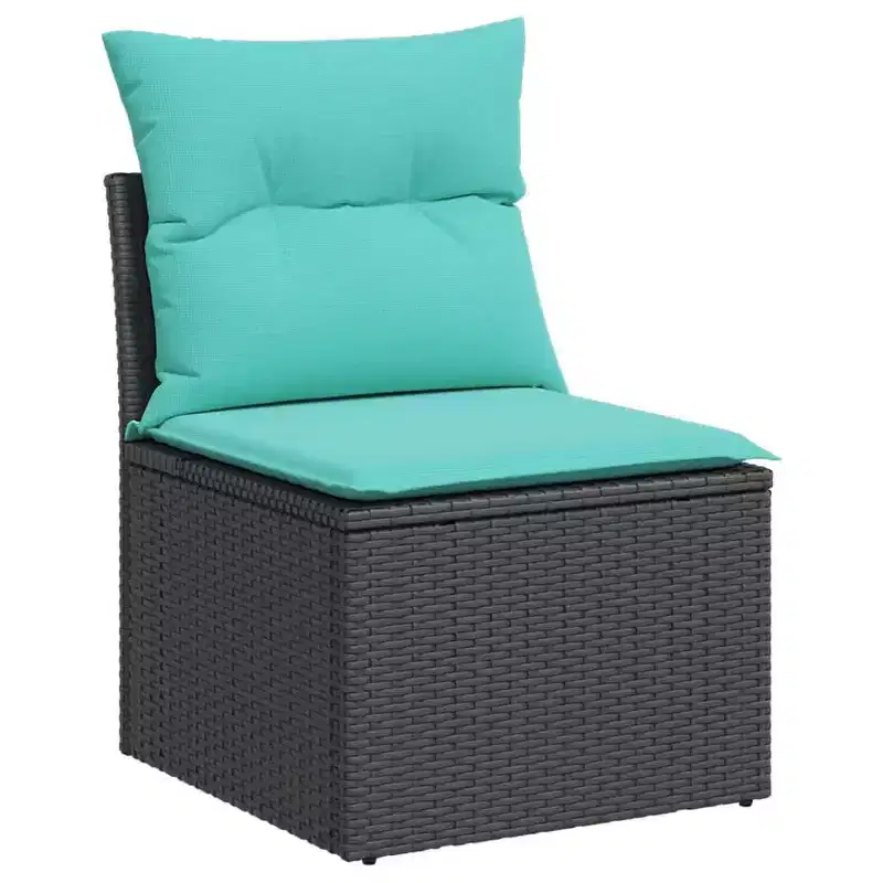 vidaXL Patio Sofa Set Black PE rattan 7 Piece Modular Patio Sofa Set