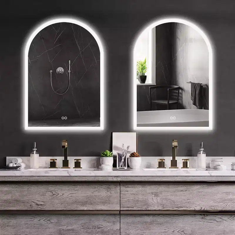 Dovelina Arched Bathroom Vanity Mirror LED Mirror with Defog