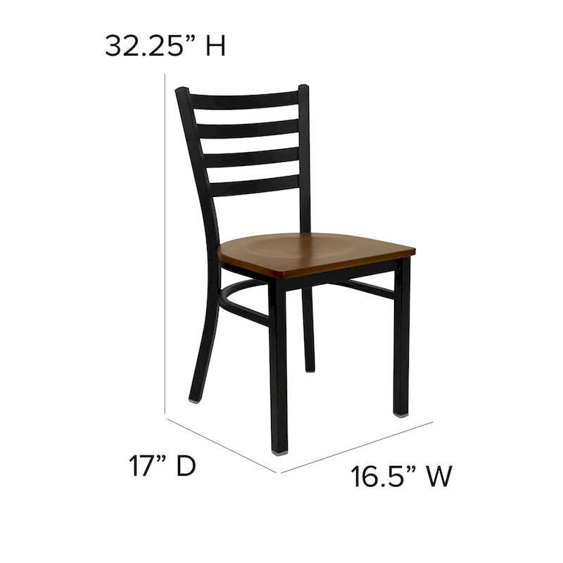 Ladder Back Metal Dining Chair with Wood Seat