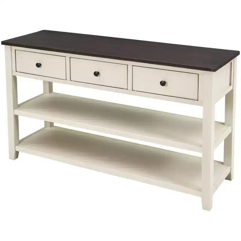 Whisen Modern Design Console Table with 3 Drawers and 2 Open Shelves
