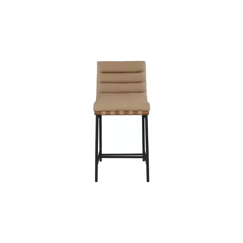 Tan Vegan Leather Counter Stool