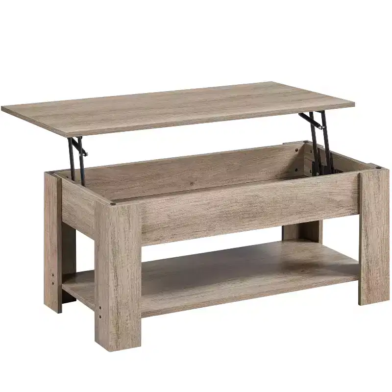 Lift Top Coffee Table with Hidden Compartment & Open Shelf For Living Room