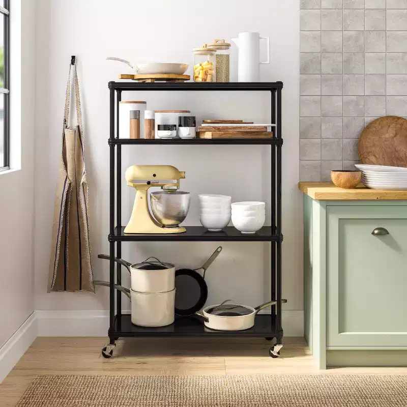 Seville Classics HOME 4-Tier Steel Shelving with Shelf Liners, 36 W x 14 D x 56.5 H