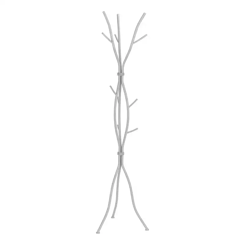 Okak Modern Freestanding Coat Rack with 11 Hooks, Hammered Metal Hall Tree with Unique Design, Coat Tree for Living Room, Bedroom, Silver