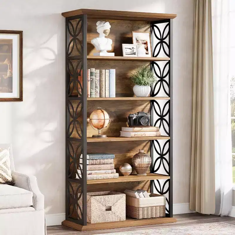 6-Tier Bookshelf, 71 Tall Bookcase with Metal Frame, Freestanding Open Storage Shelves for Home Office, Living Room, Bedroom