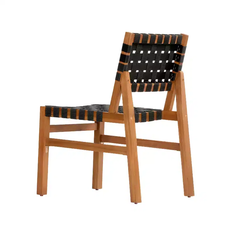 Christopher Knight Home Prasert Modern Acacia Wood Patio Side Chairs with PE Woven Rope (Set of 2)