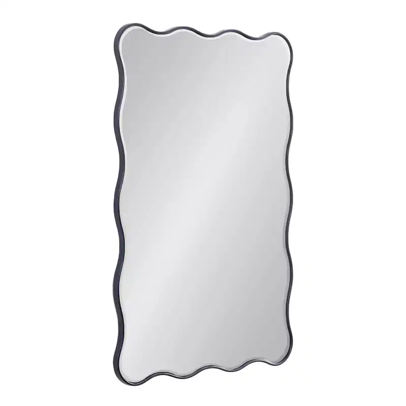 Kate & Laurel All Things Decor 24"X36" Viona Rectangle Scalloped Mirror Navy Blue