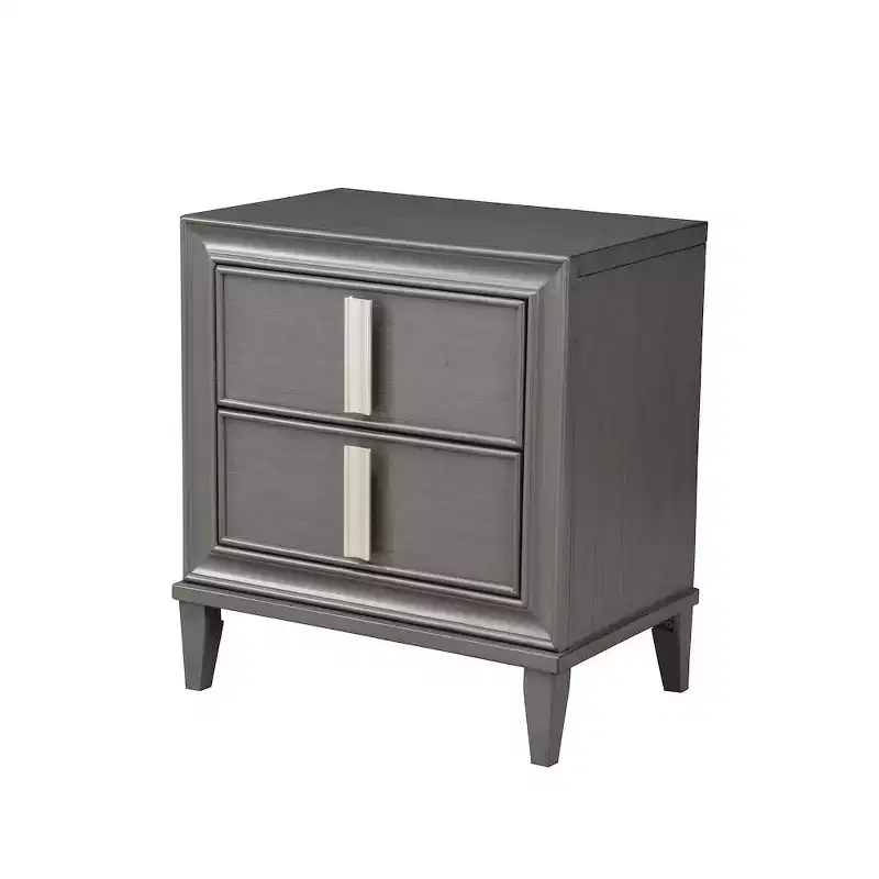 Lorraine 2 Drawer Nightstand, Dark Grey