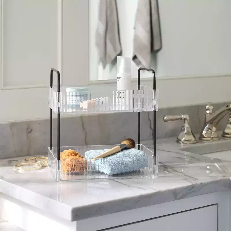 Clear Ribbed Acrylic Tiered Tray