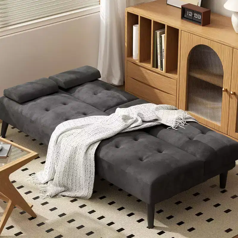 Celebalcony Convertible Futon Sofa Bed Couch, Small Sofa Couch Recliner, 64 Adjustable Sleeper Sofa Bed for Living Room, Removable Armrest