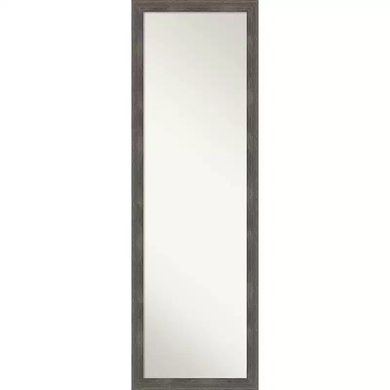17"x51" Pinstripe Wood Framed Full Length On the Door Mirror Lead Gray - Amanti Art: Wall Mount, No Assembly Required