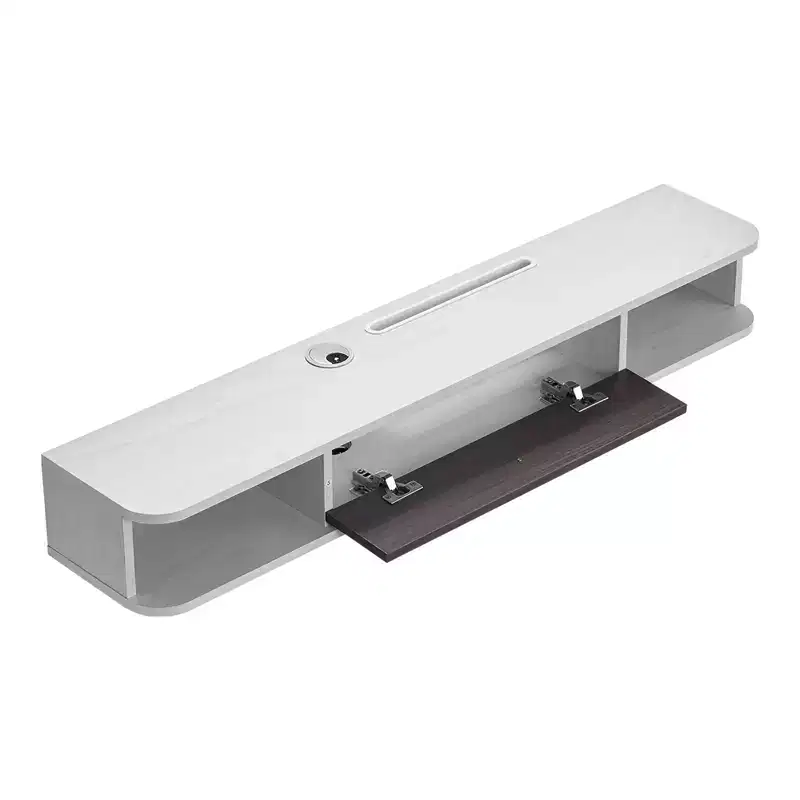 White Wall-Mounted Floating TV Stand with Storage Cabinet, 47